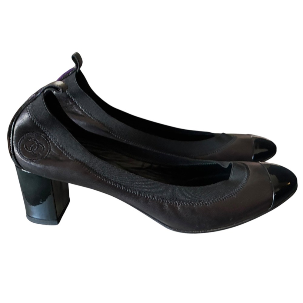 Chanel Spirit Stretch Interlocking CC Logo Slingback Pumps Black‎ EU 40 Karl